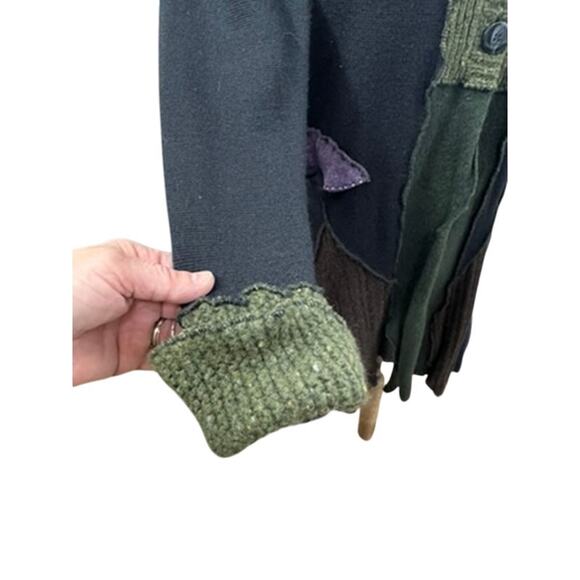 NO TAG- Wool Blend Mixed Materials Sweater Tulip Hem PLZ READ,FINAL SALE! Goth - Picture 3 of 14